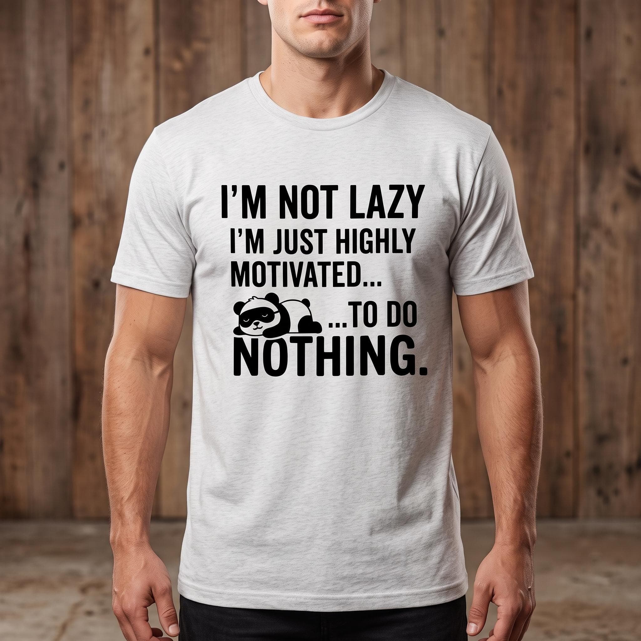Funny Panda T-Shirt, I'm Not Lazy Shirt, Sarcastic Quote Tee, Cute Animal Graphic Shirt, Introvert Gift, Relaxing Humor Top for Lounging